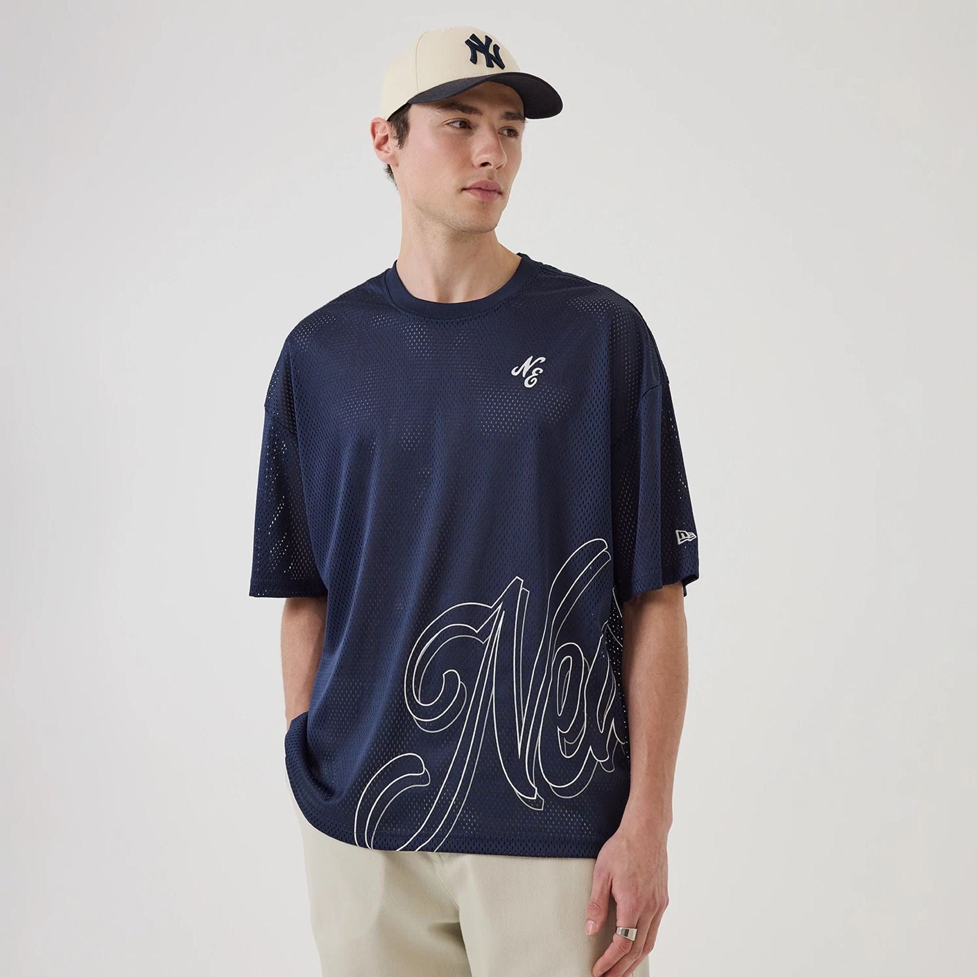 New Era Mix League Blue Oversized Mesh T-Shirt